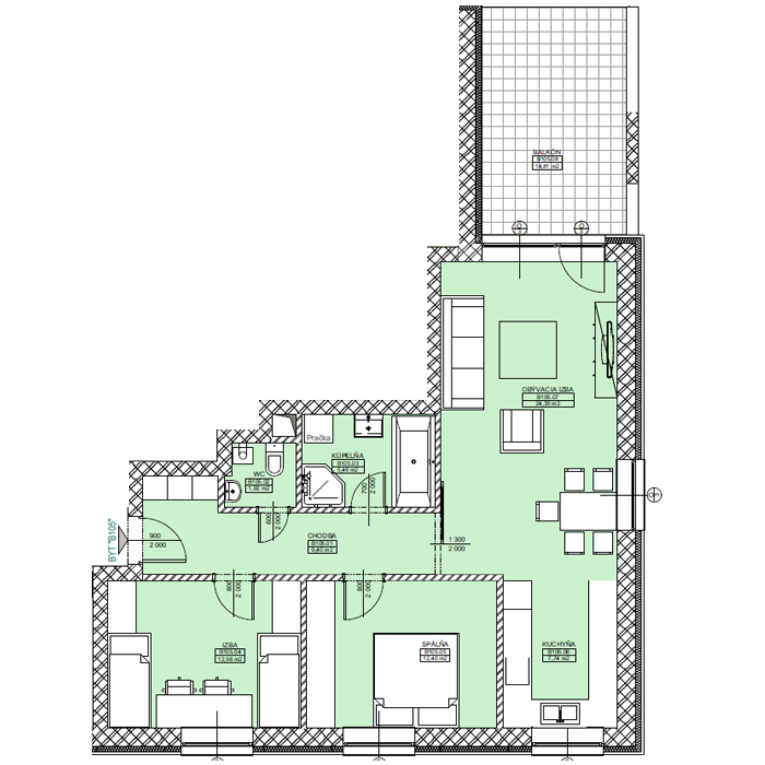 Bytový dom - Gaštan - 1. poschodie - Byt B105
