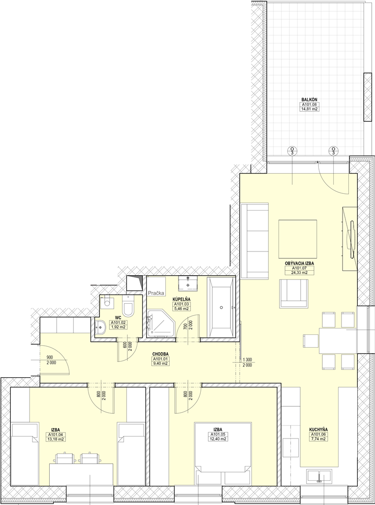 Bytový dom - Javor - 1. poschodie - Byt A101