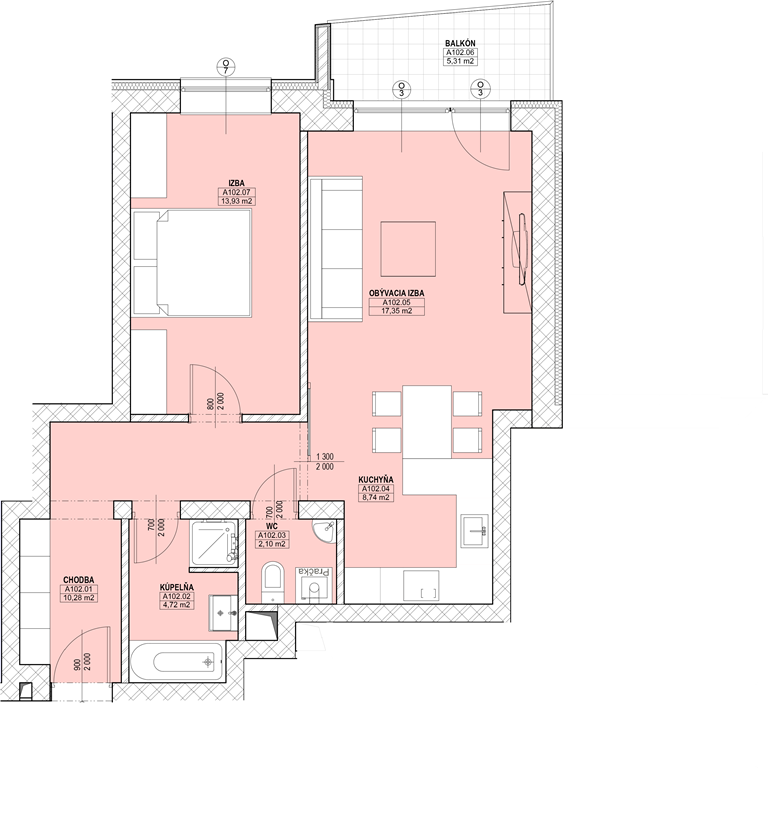 Bytový dom - Javor - 2. poschodie - Byt A202