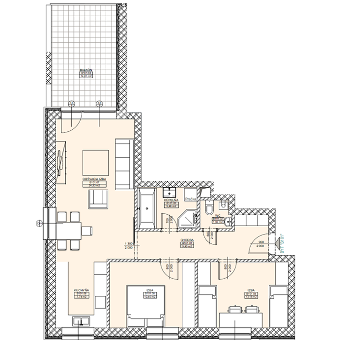 Bytový dom - Gaštan - 1. poschodie - Byt B101