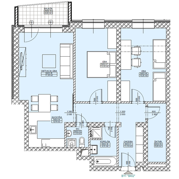 Bytový dom - Gaštan - 4. poschodie - Byt B402